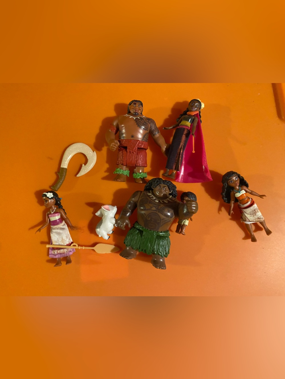 Disney Moana Playset Figures - Brown, Green, Pink, White